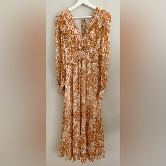 Anthropologie The Odetta Ruffled V-Neck Dress size S honey color new - Picture 8 of 10